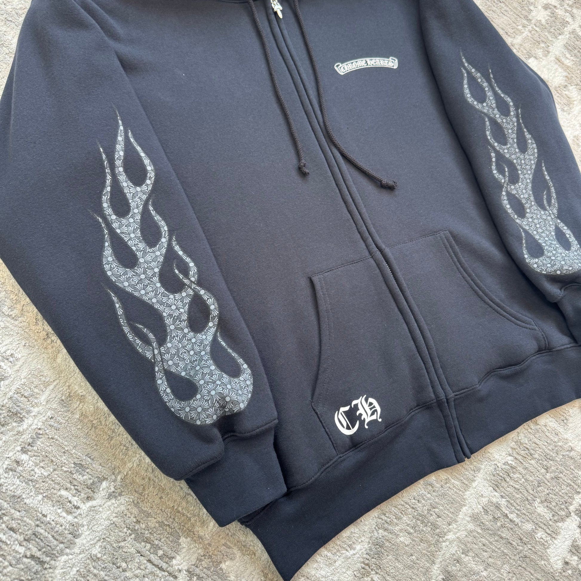 Chrome hearts flame zip up thermal hoodie - Million Dollar Streetwear