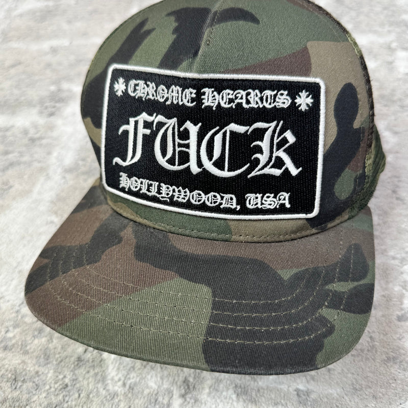Chrome hearts camo fuck Hollywood trucker hat - Million Dollar Streetwear