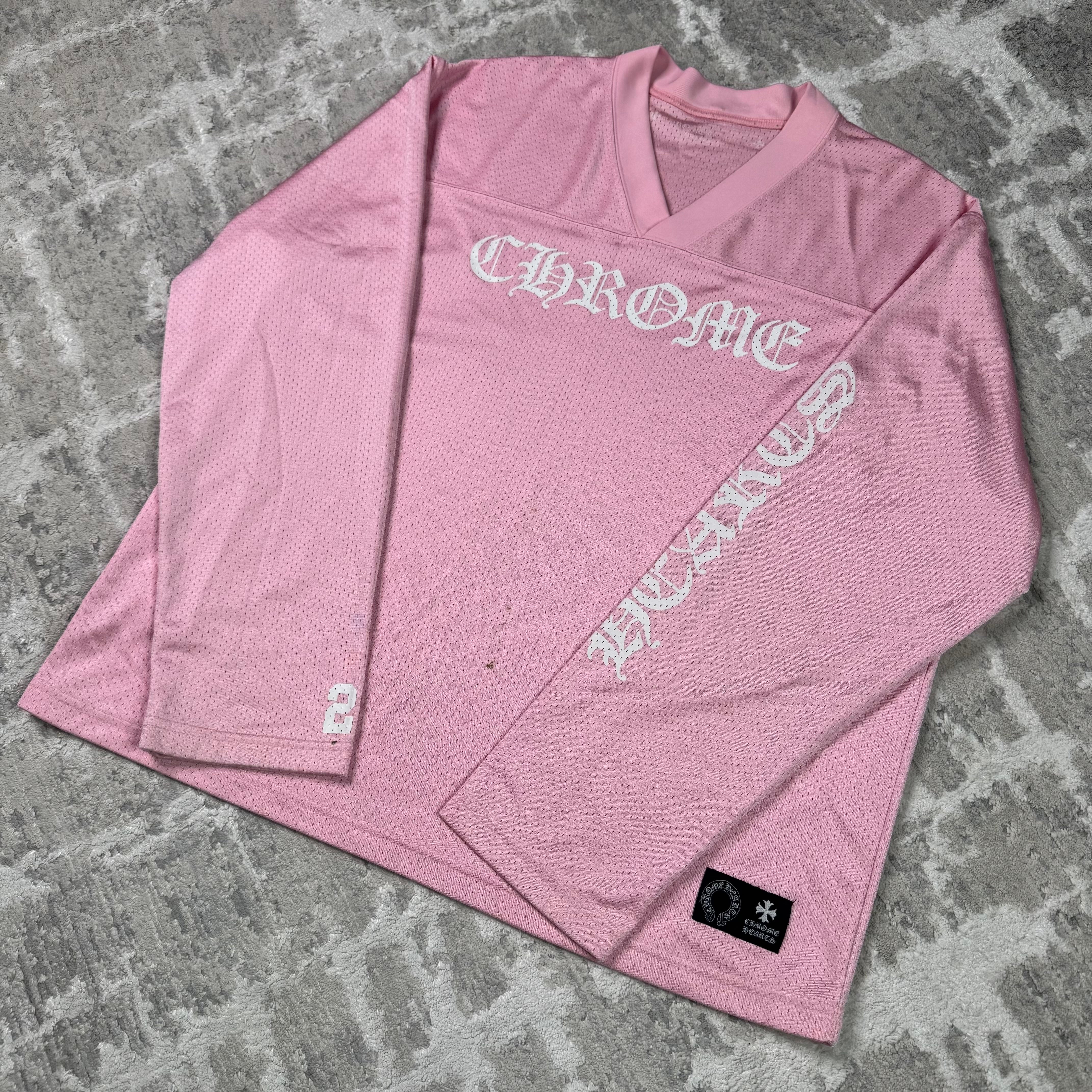 Chrome hearts love you pink mesh long sleeve stadium jersey - Million Dollar Streetwear