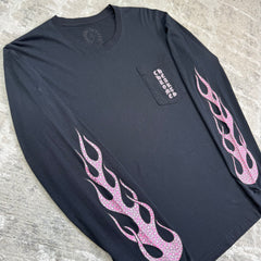 Chrome hearts flame vertical long sleeve shirt - Million Dollar Streetwear