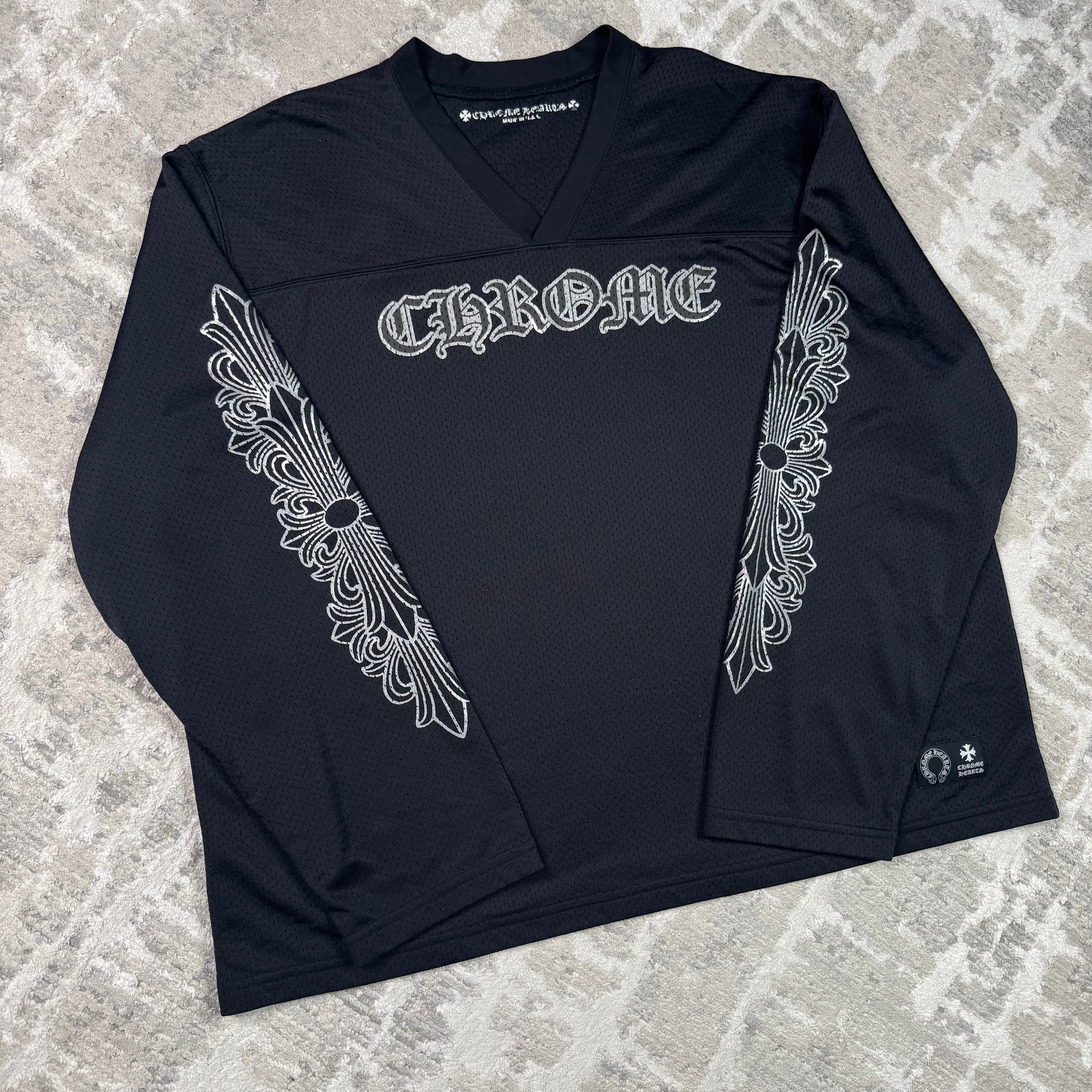 Chrome hearts mesh stadium floral long sleeve jersey - Million Dollar Streetwear