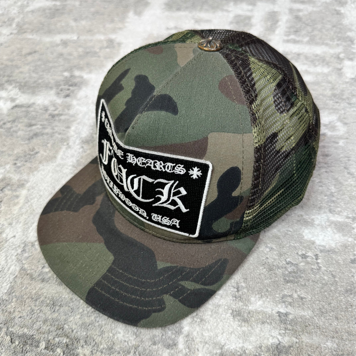 Chrome hearts camo fuck Hollywood trucker hat - Million Dollar Streetwear