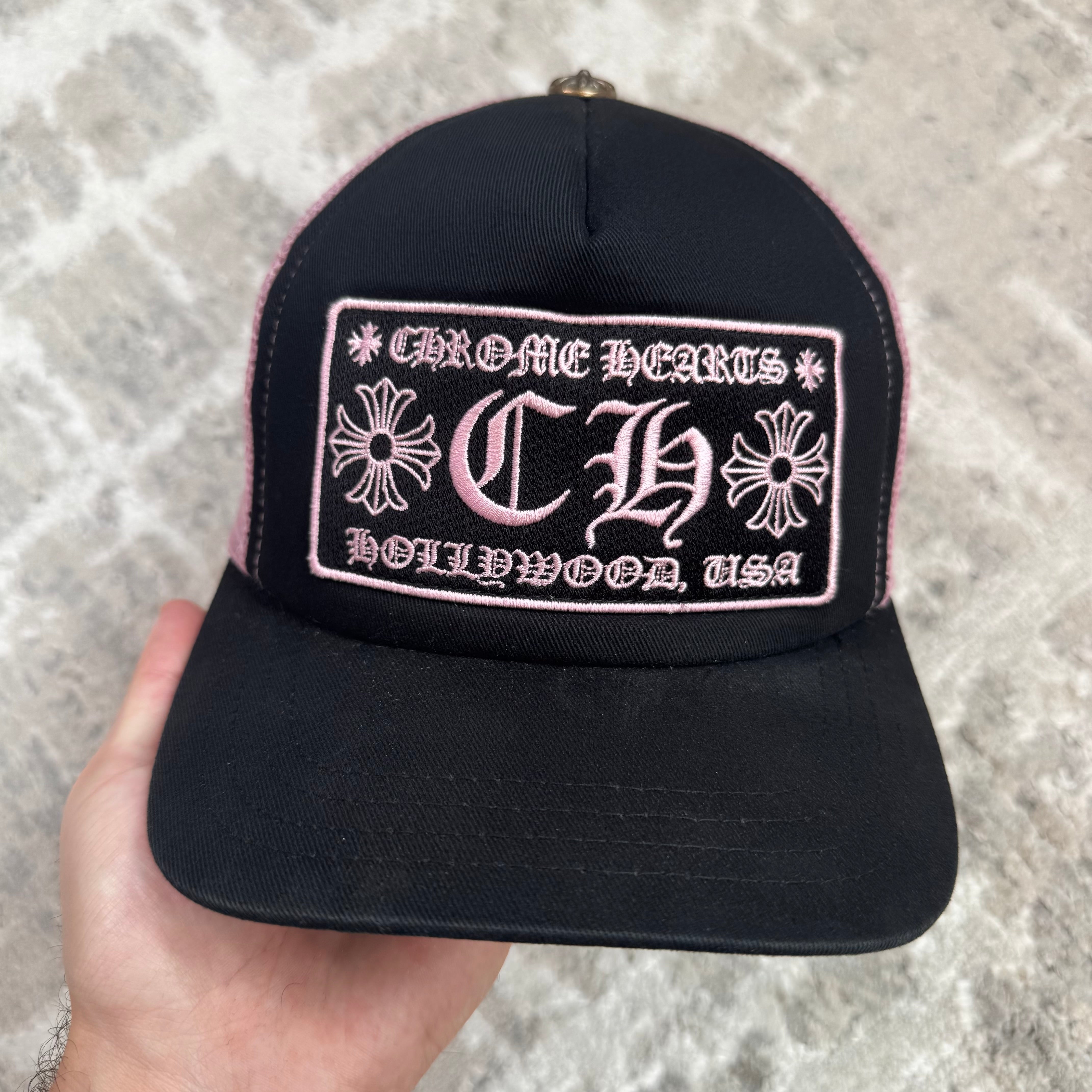 Chrome hearts pink Hollywood CH trucker hat