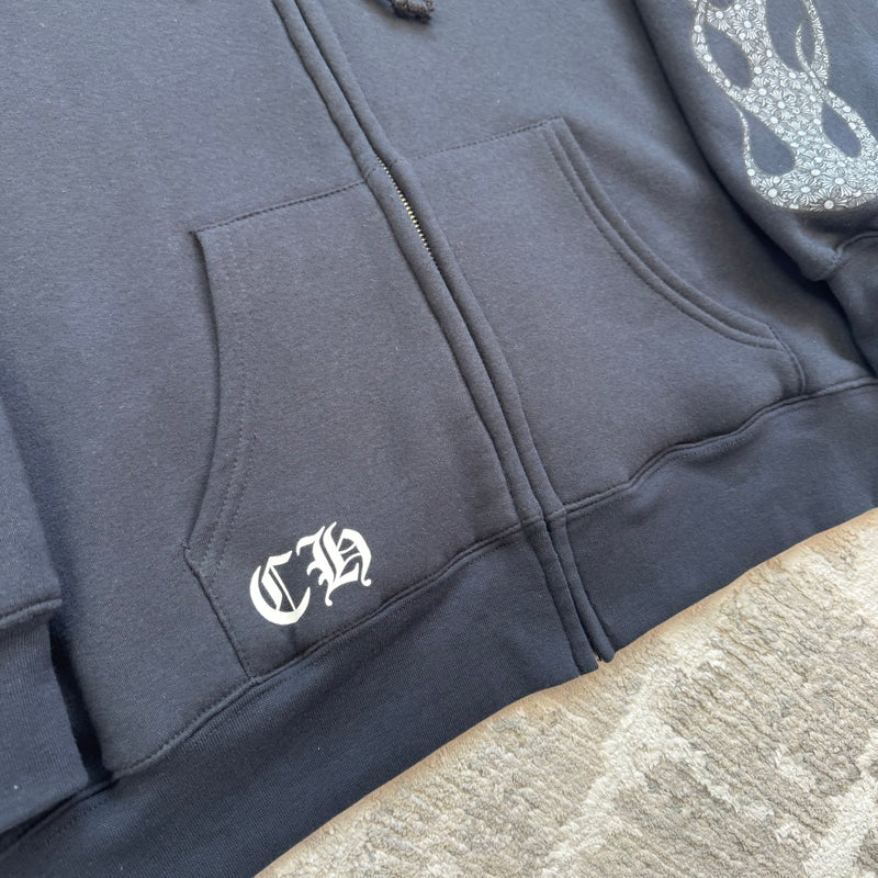 Chrome hearts flame zip up thermal hoodie - Million Dollar Streetwear