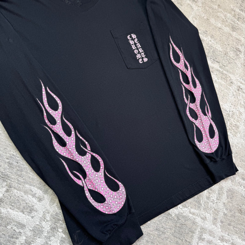 Chrome hearts flame vertical long sleeve shirt - Million Dollar Streetwear