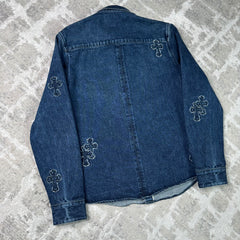 Chrome hearts cutout cross patch denim button up shirt - Million Dollar Streetwear
