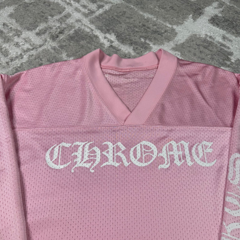 Chrome hearts love you pink mesh long sleeve stadium jersey - Million Dollar Streetwear