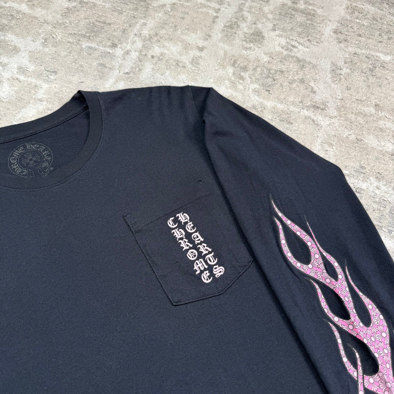 Chrome hearts flame vertical long sleeve shirt - Million Dollar Streetwear