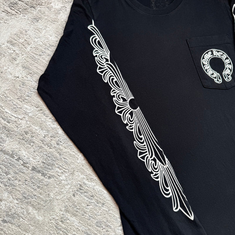 Chrome hearts floral horseshoe long sleeve shirt - Million Dollar Streetwear