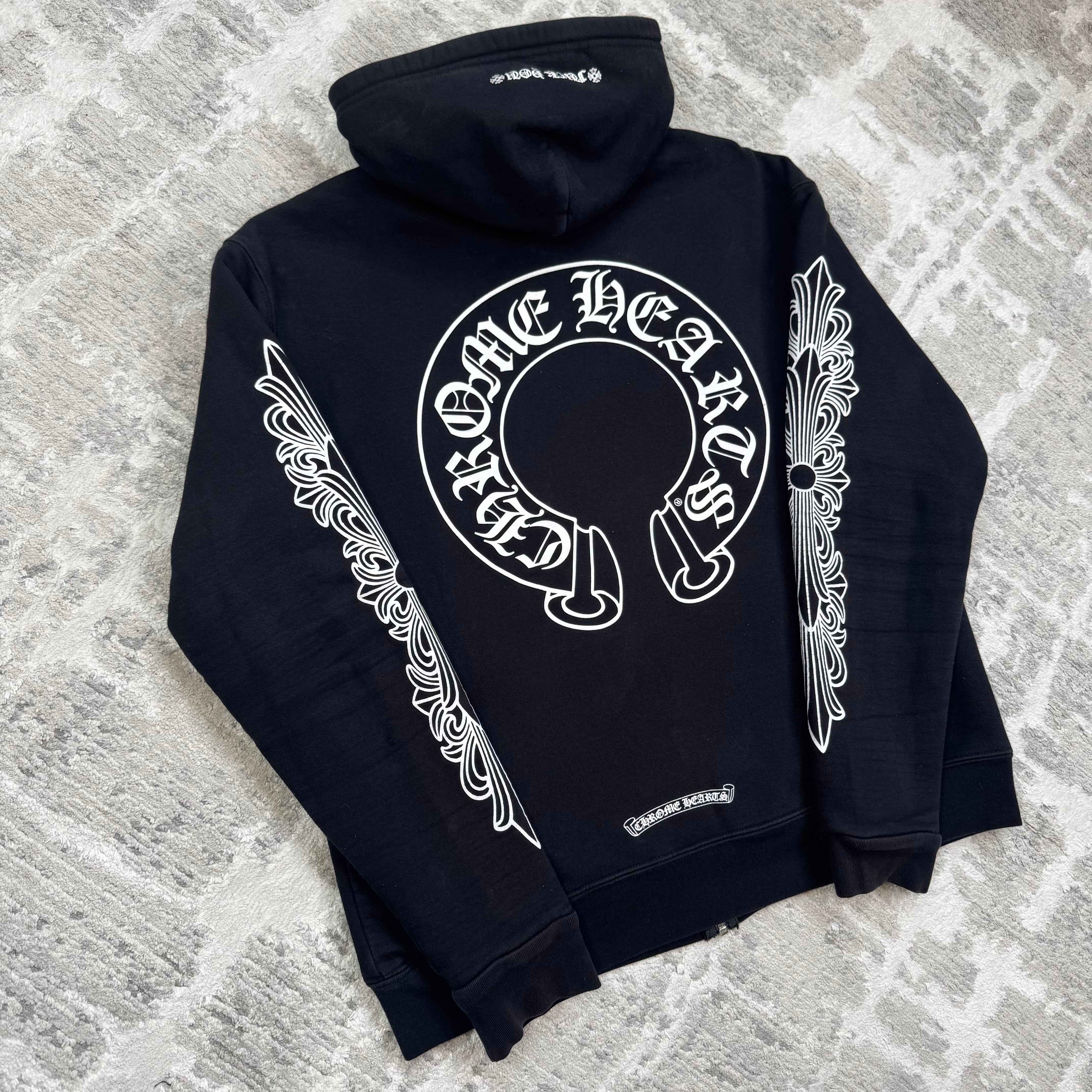 Chrome hearts thermal floral horseshoe zip up hoodie