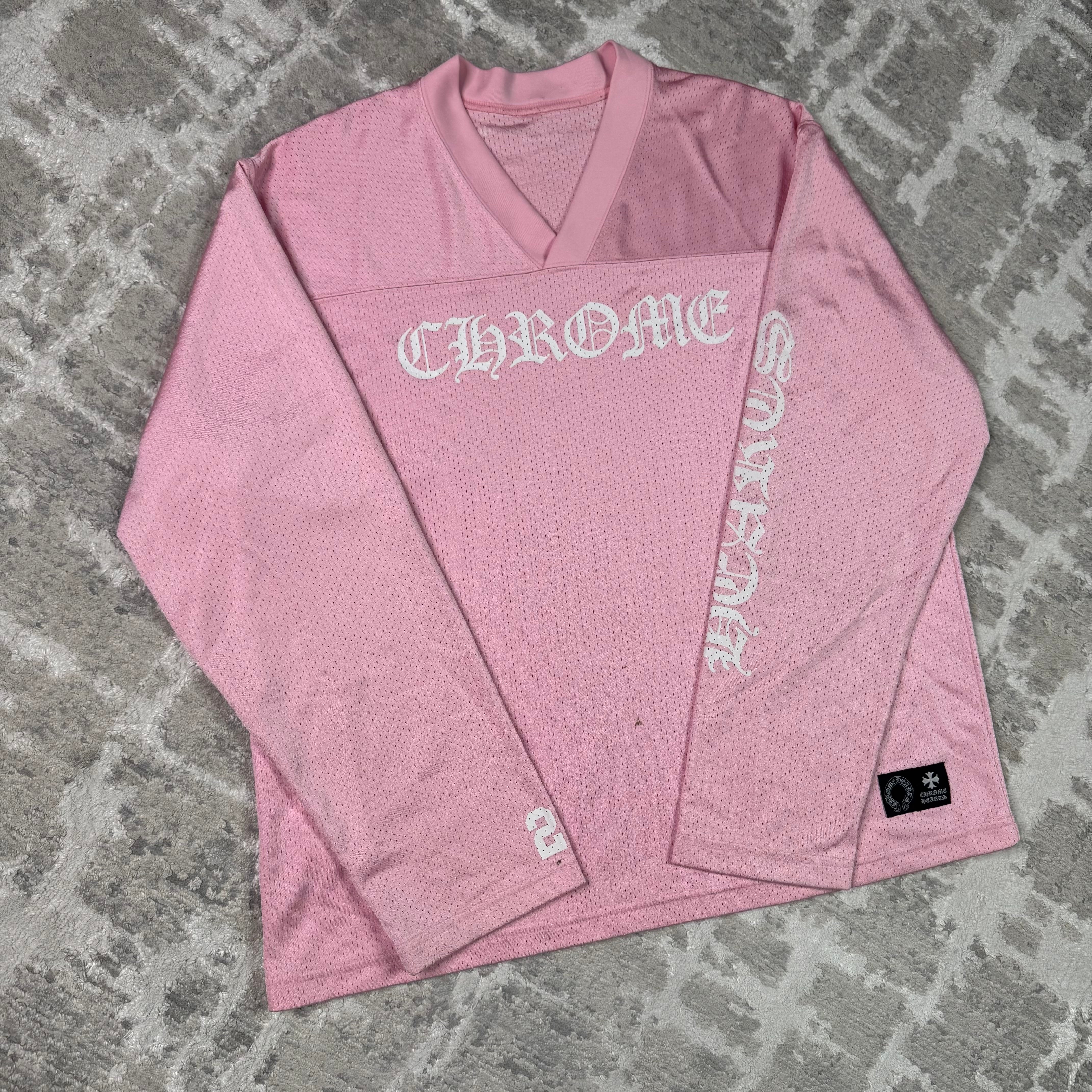 Chrome hearts love you pink mesh long sleeve stadium jersey - Million Dollar Streetwear