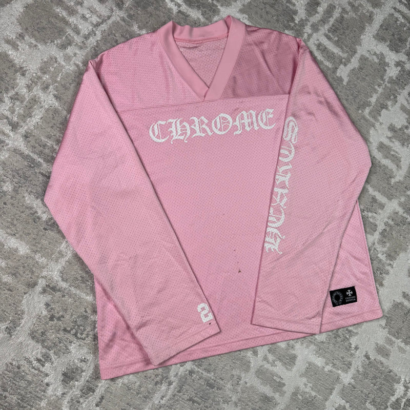 Chrome hearts love you pink mesh long sleeve stadium jersey - Million Dollar Streetwear