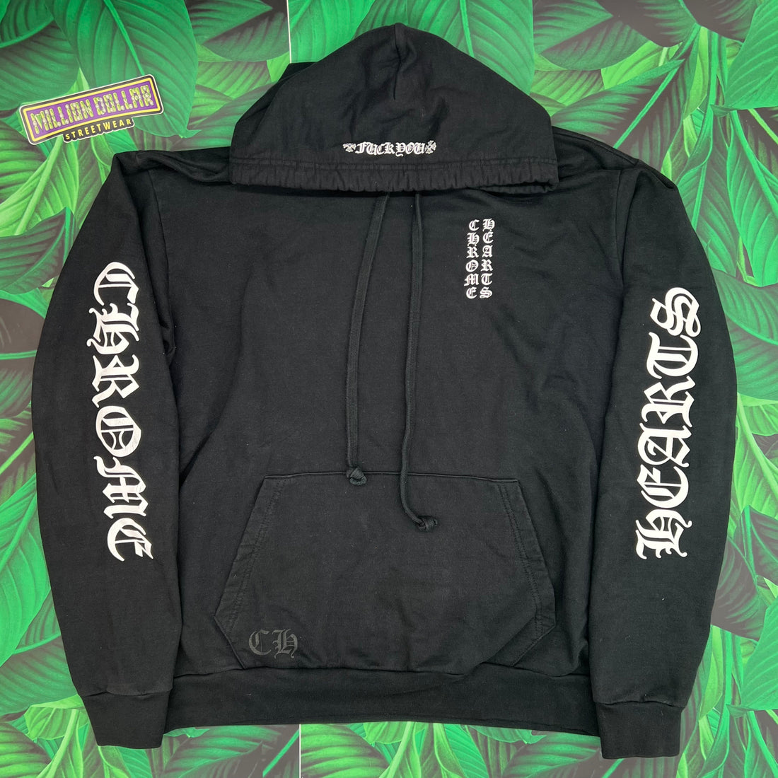 Chrome hearts letter sleeve pullover hoodie- L