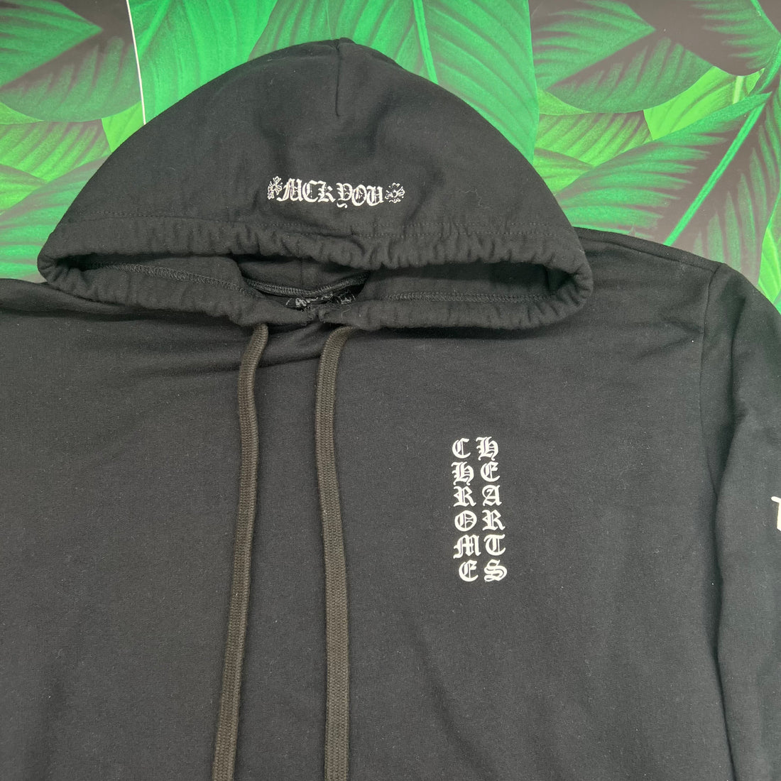 Chrome hearts letters sleeve pullover hoodie- XL