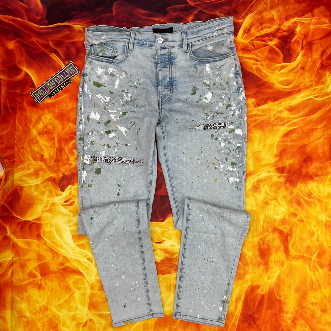 Amiri jeans 2025 paint splatter