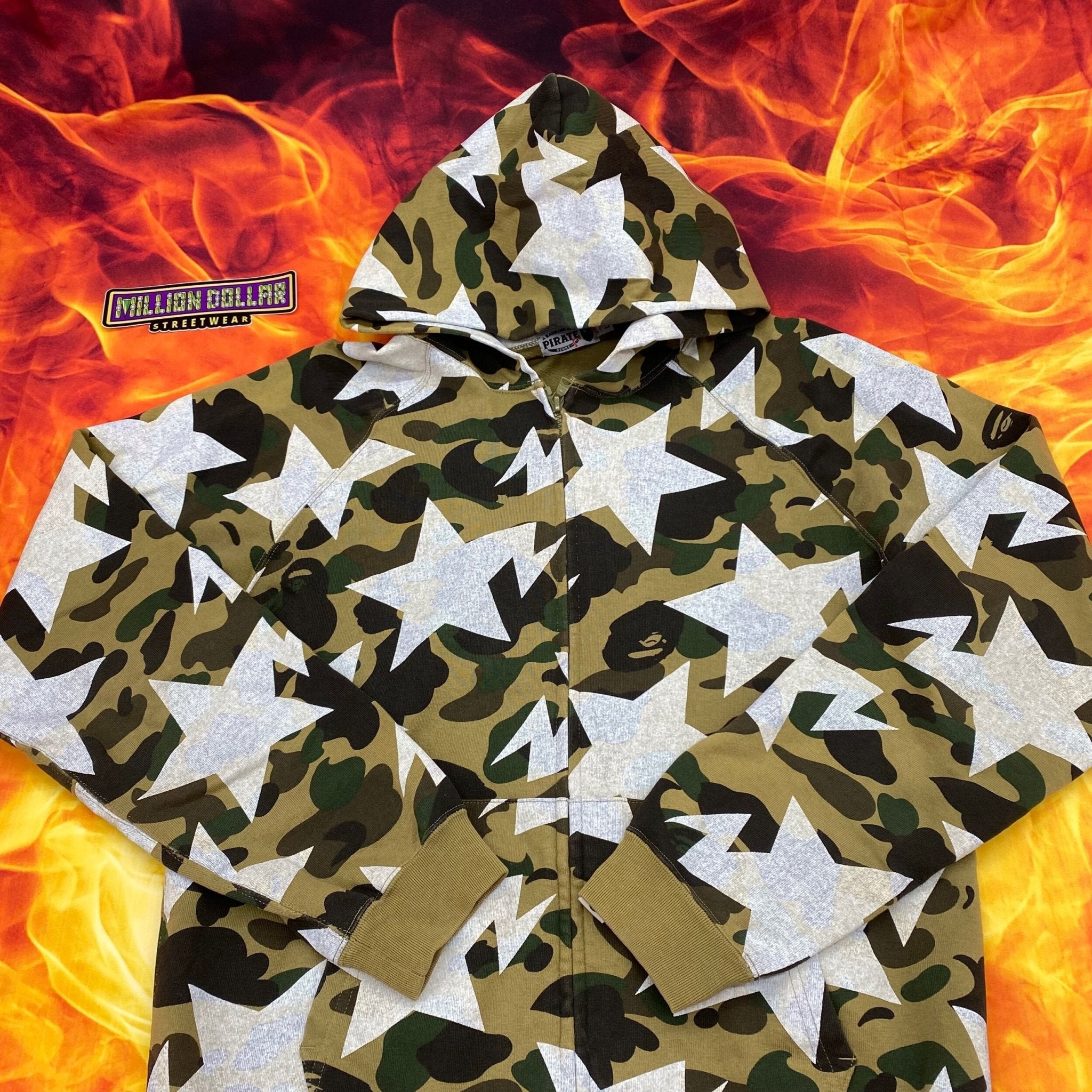 Bapesta Zip Hoodie Bape Star Hoodie Million Dollar Streetwear