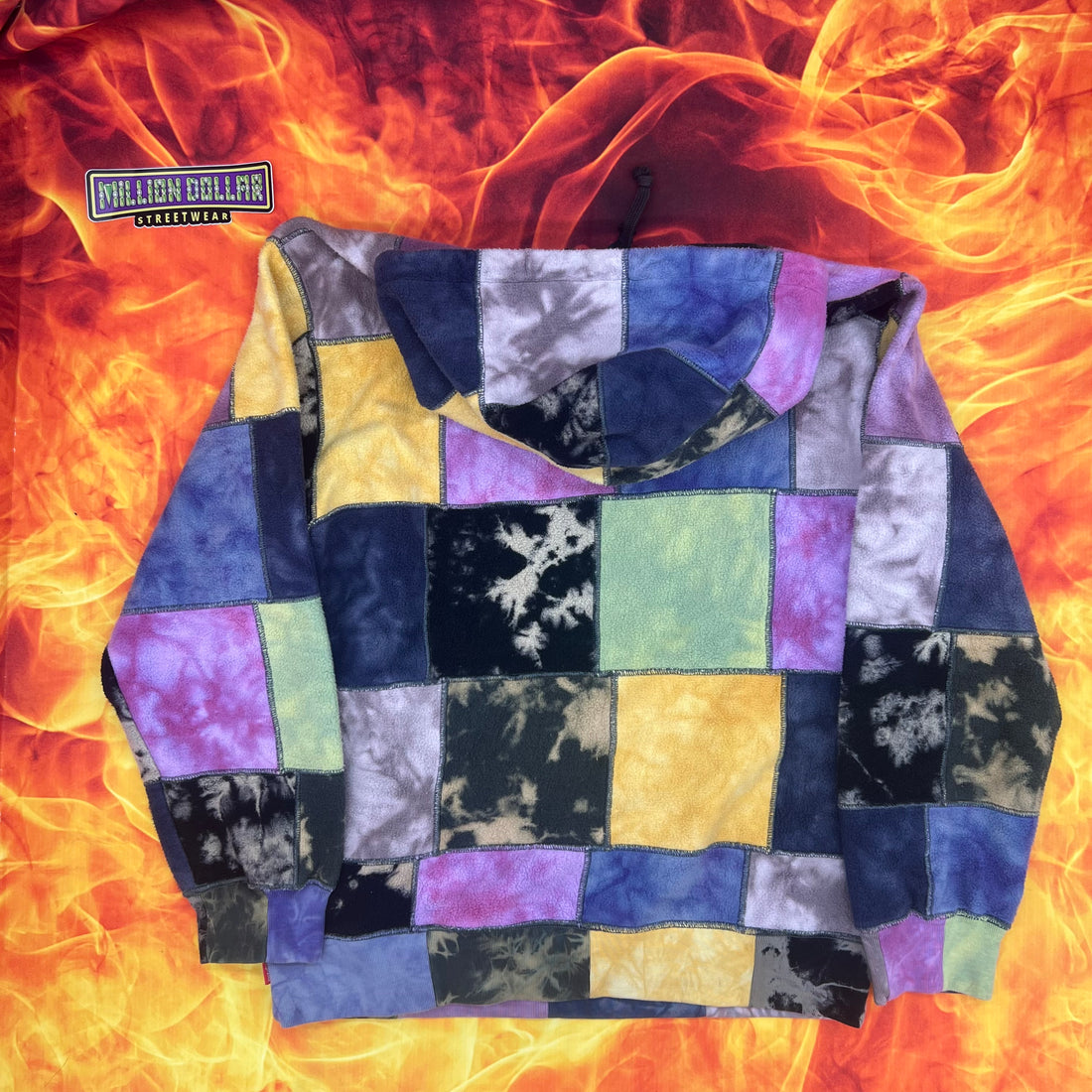 Supreme tie dye patchwork hoodie- L – Million Dollar Streetwear