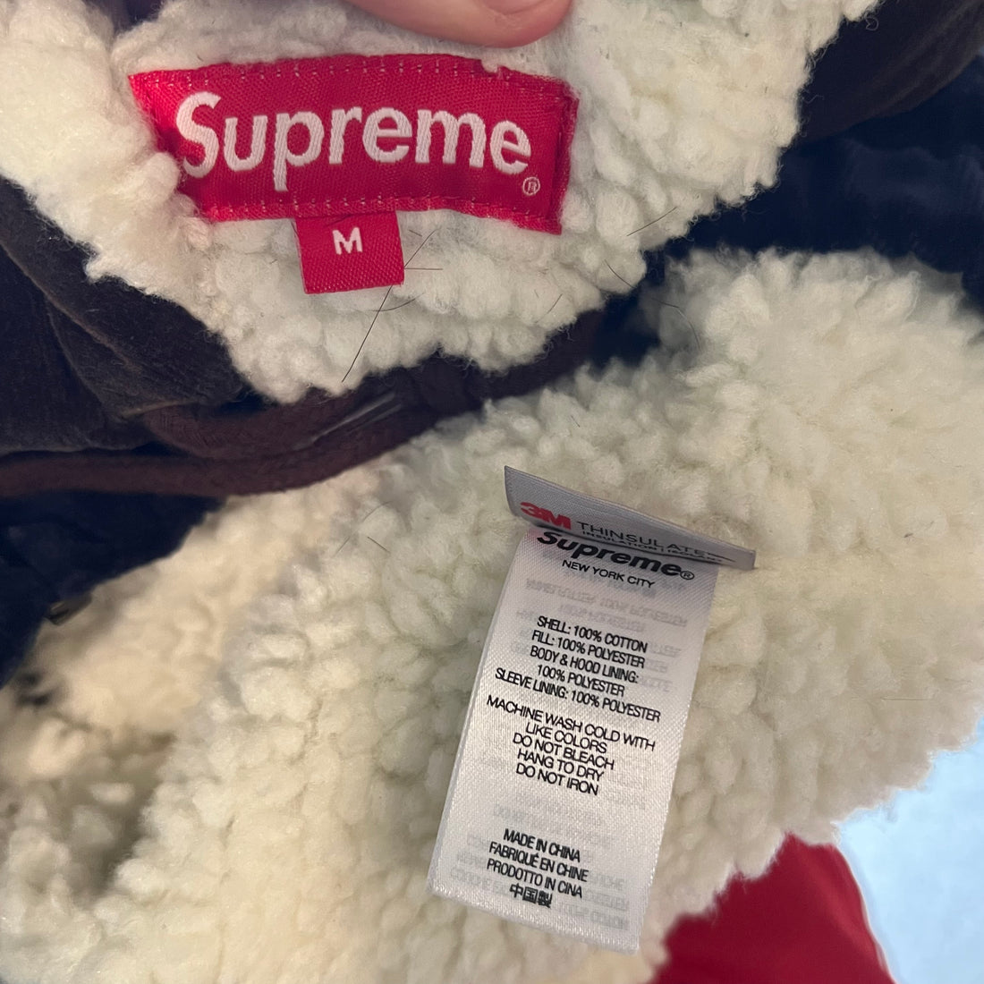 Supreme studded velvet hooded work jacket- M