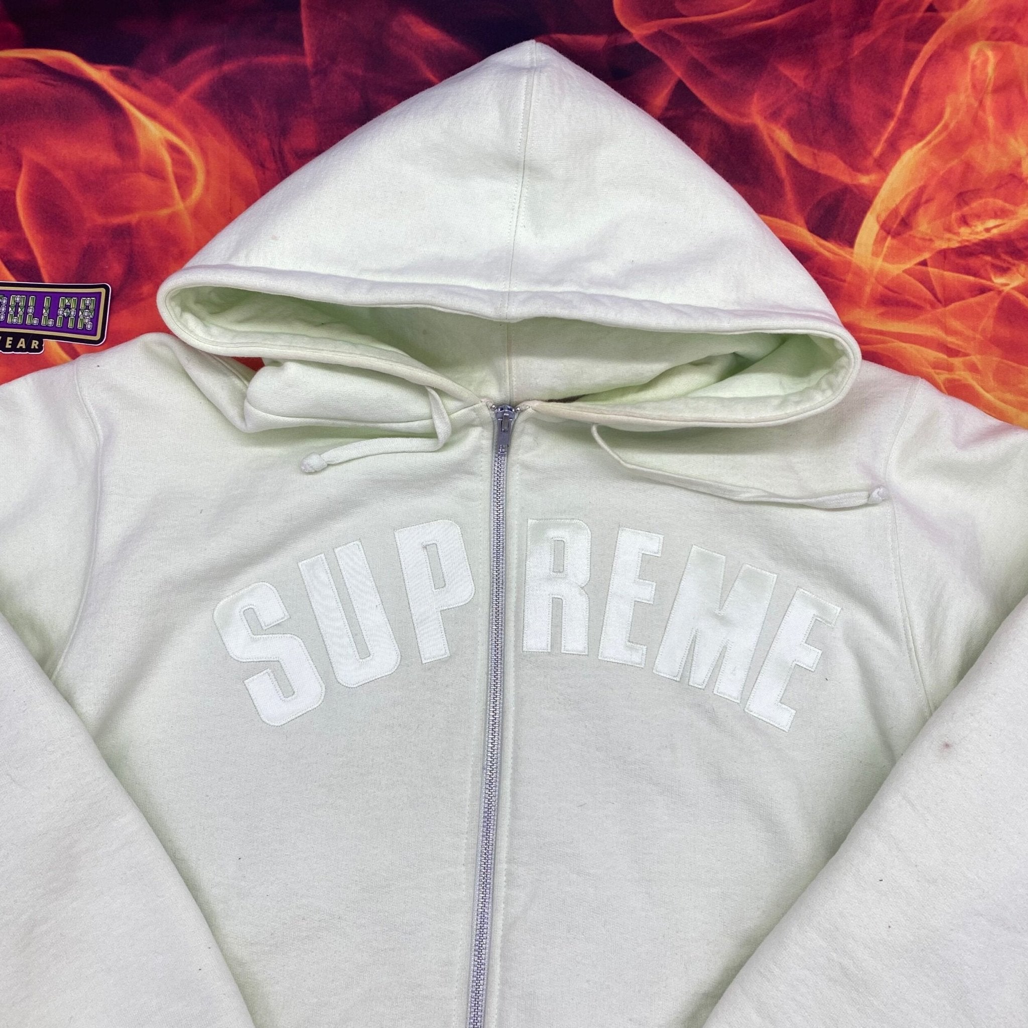 Supreme arc logo thermal zip up hoodie- XL