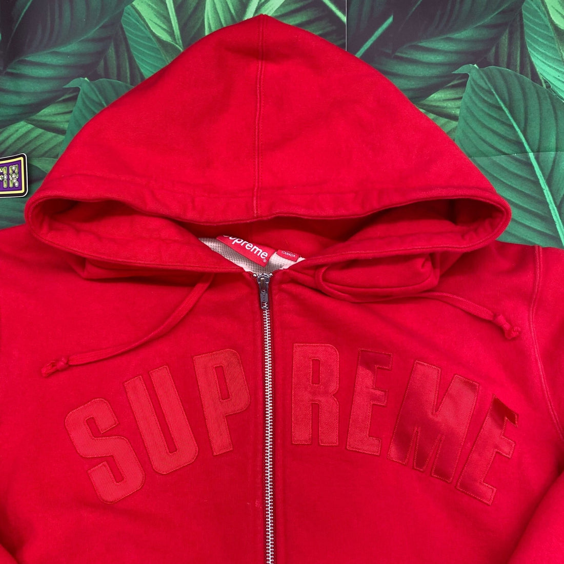 Supreme arc logo thermal zip up sweatshirt- L