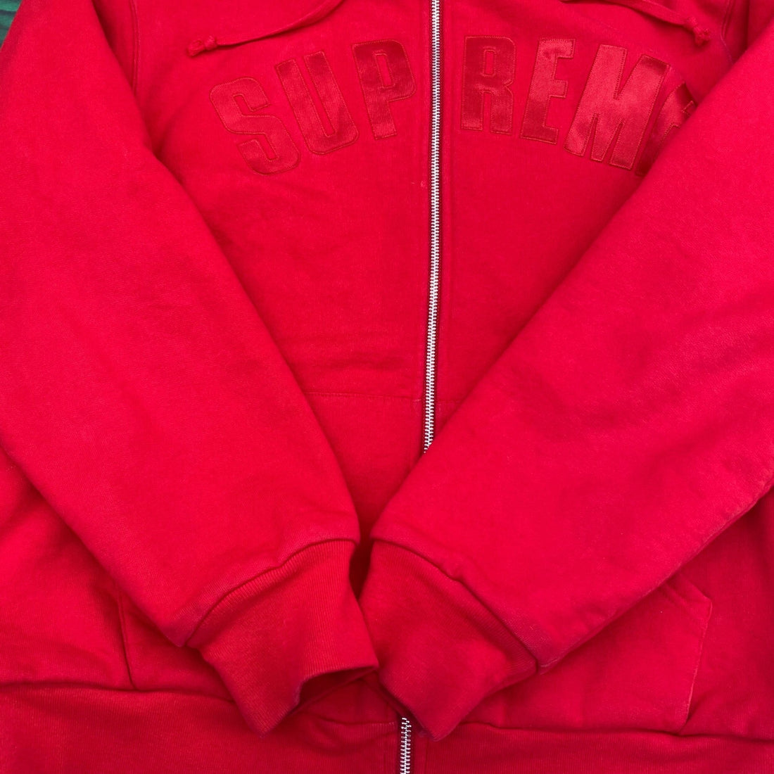 Supreme arc logo thermal zip up sweatshirt- L