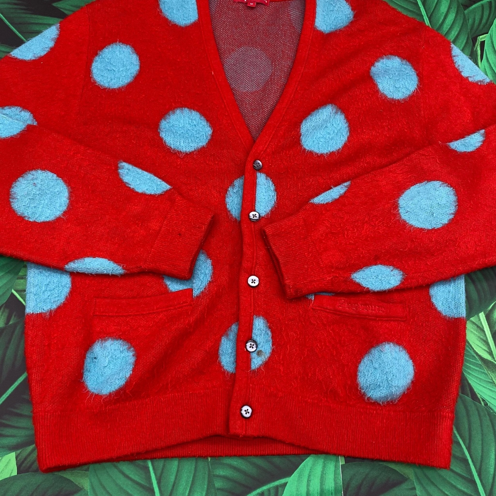 もらって嬉しい出産祝い Supreme Brushed Polka Dot Cardigan ブルー ...