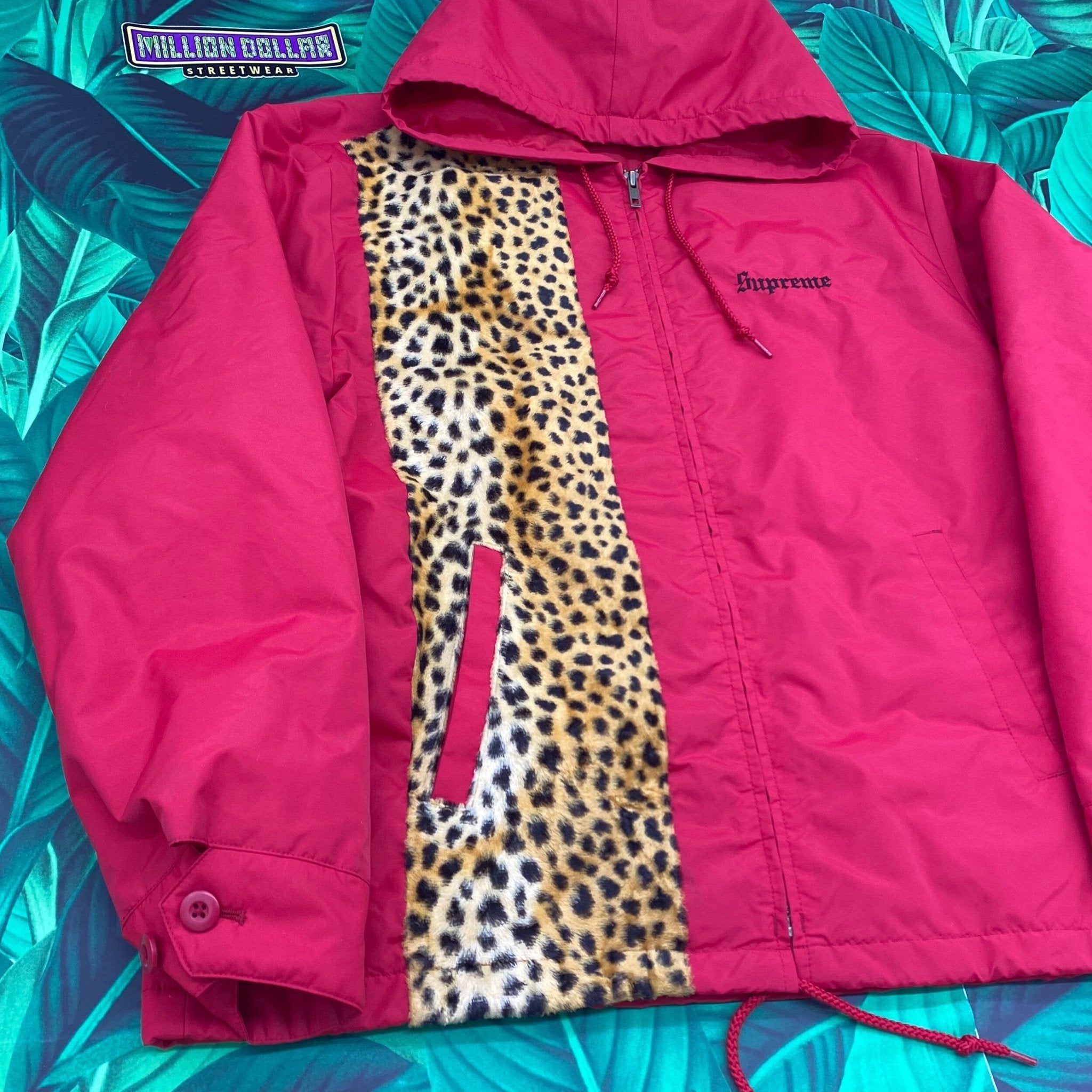 Supreme cheetah hooded station jacket- M – Million Dollar Streetwear