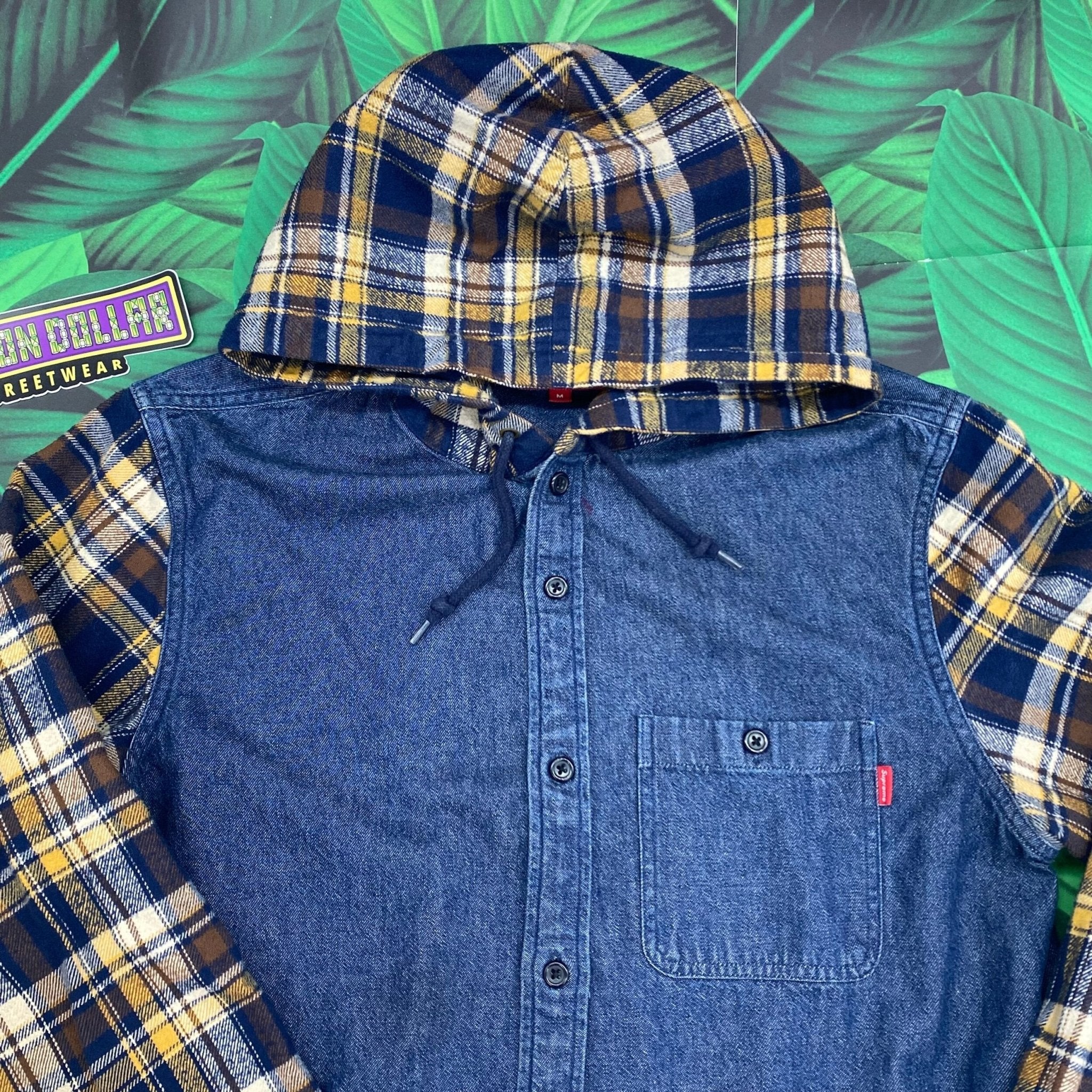 Supreme denim hooded plaid shirt- M – Million Dollar Streetwear