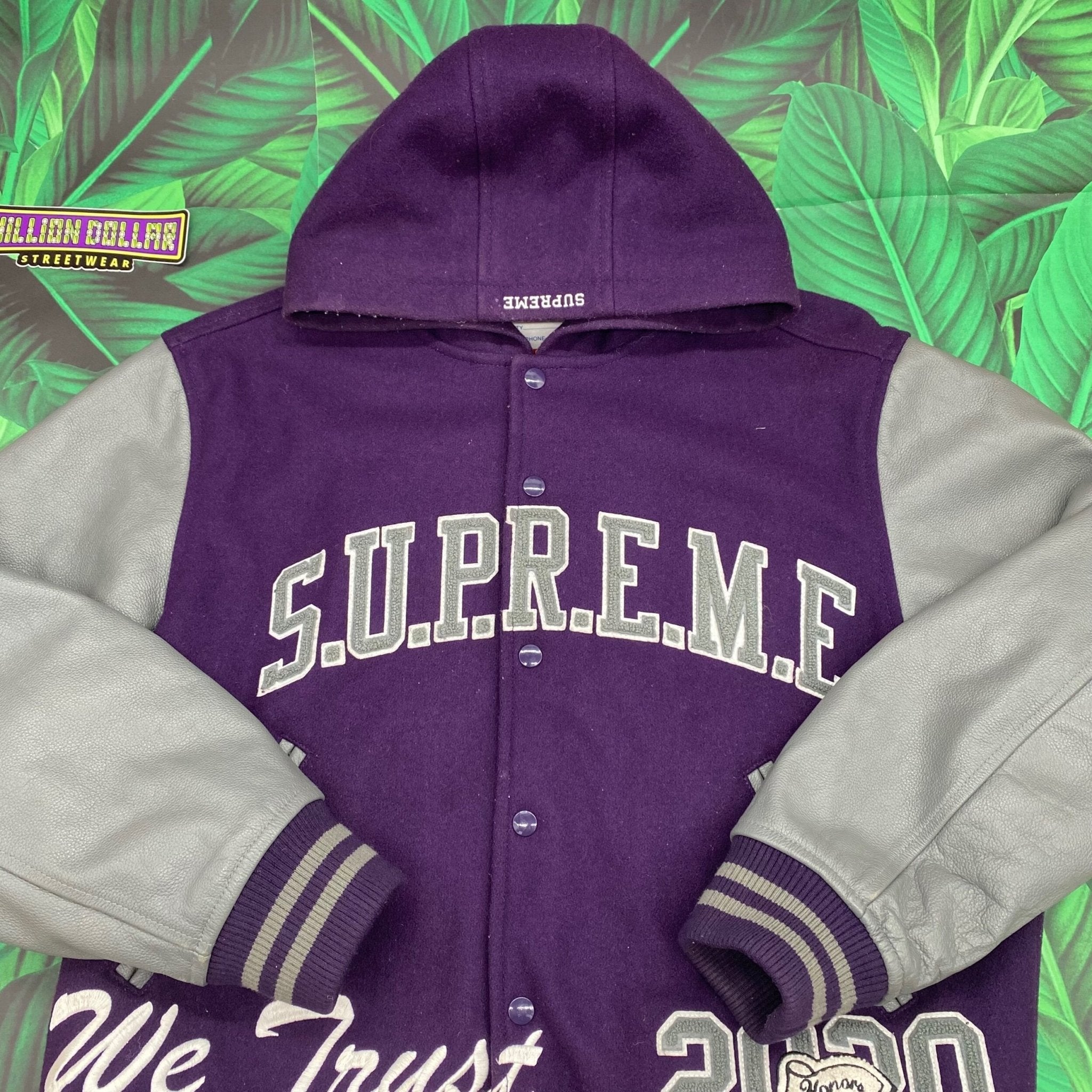 Supreme king hooded varsity jacket- L – Million Dollar Streetwear