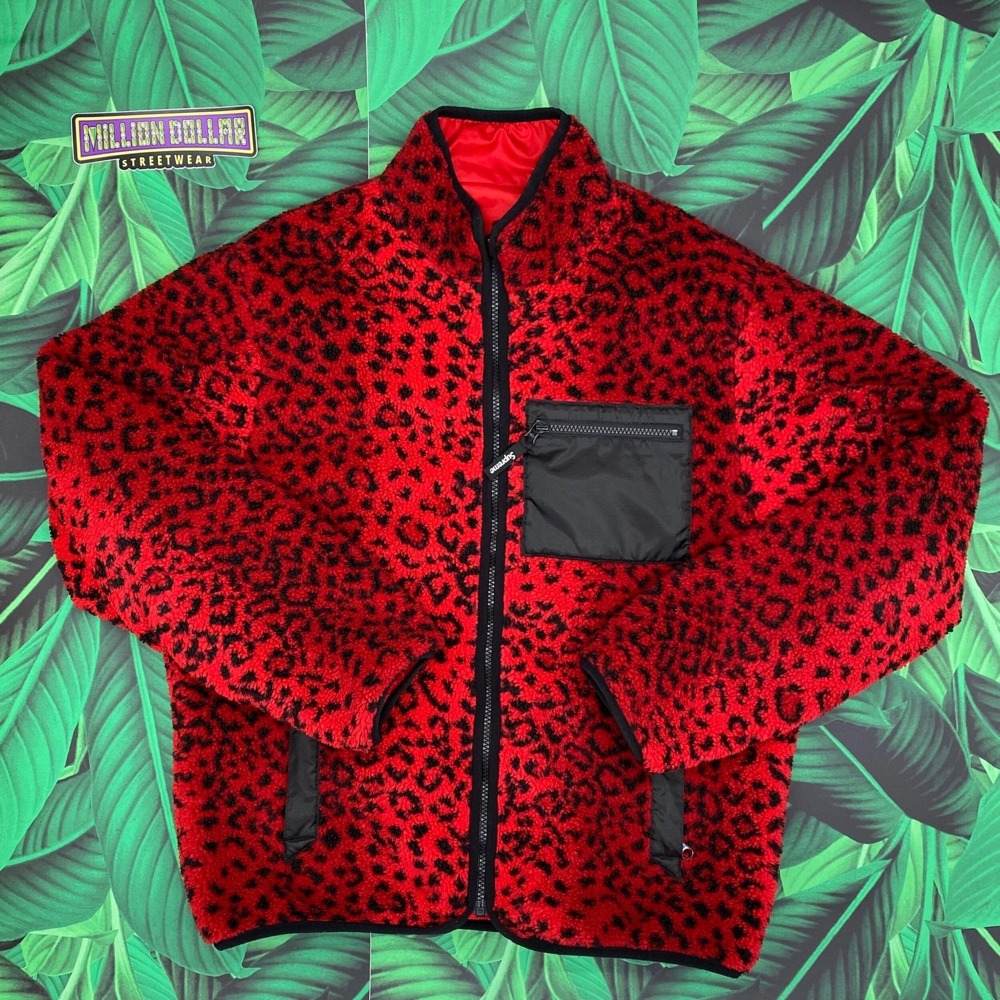 Supreme leopard fleece reversible jacket- M