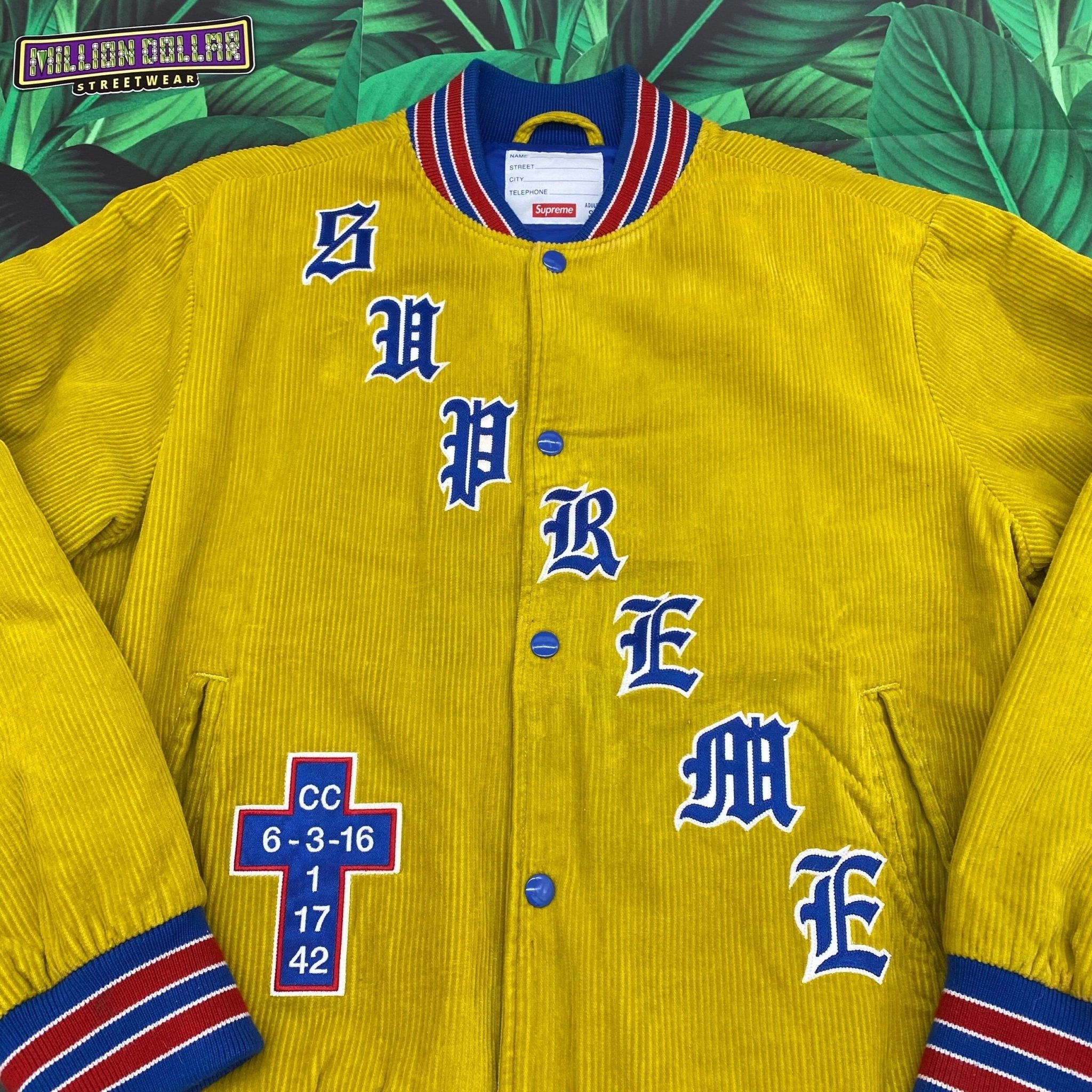 Supreme old English corduroy varsity jacket- S – Million Dollar