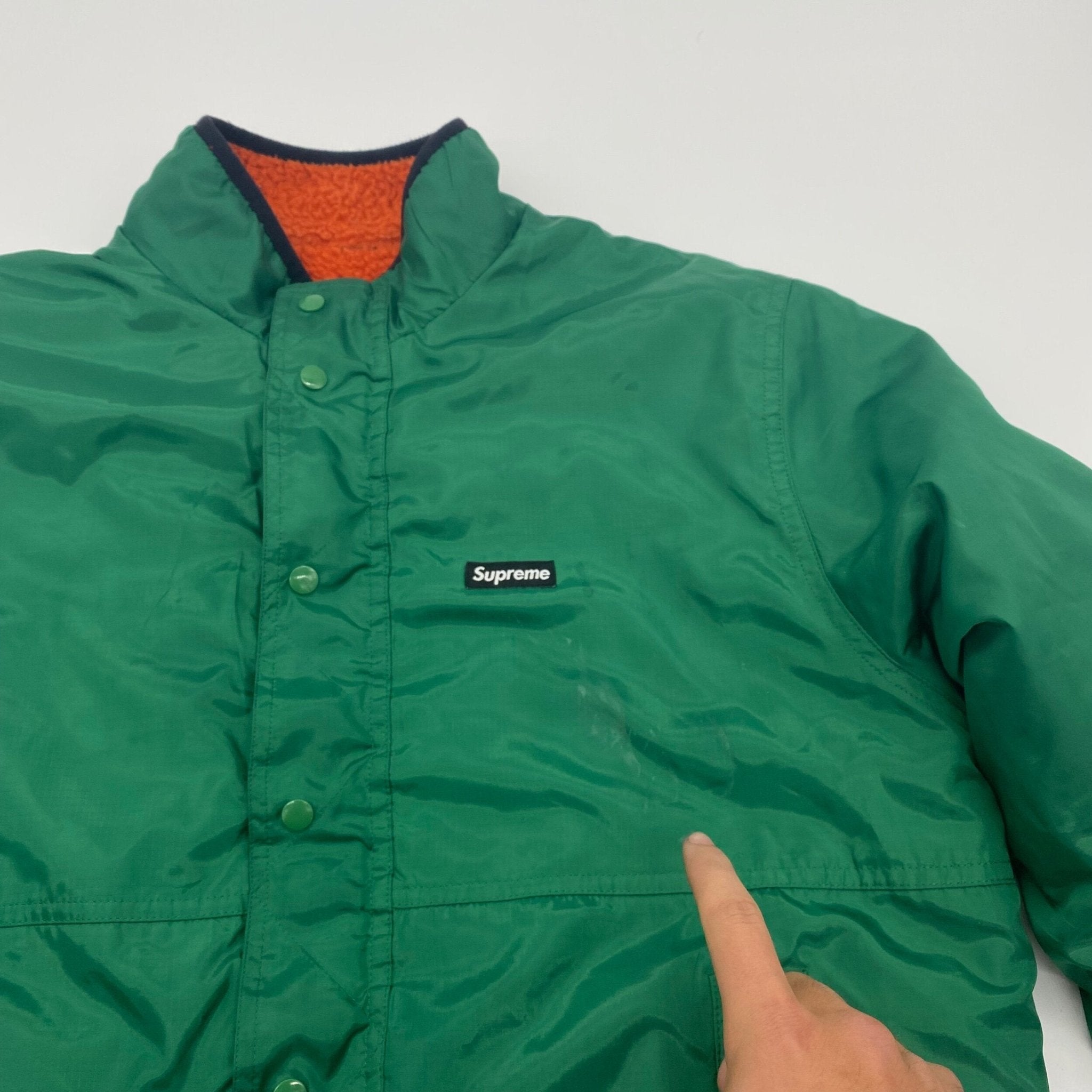 Supreme reversible logo fleece jacket- M