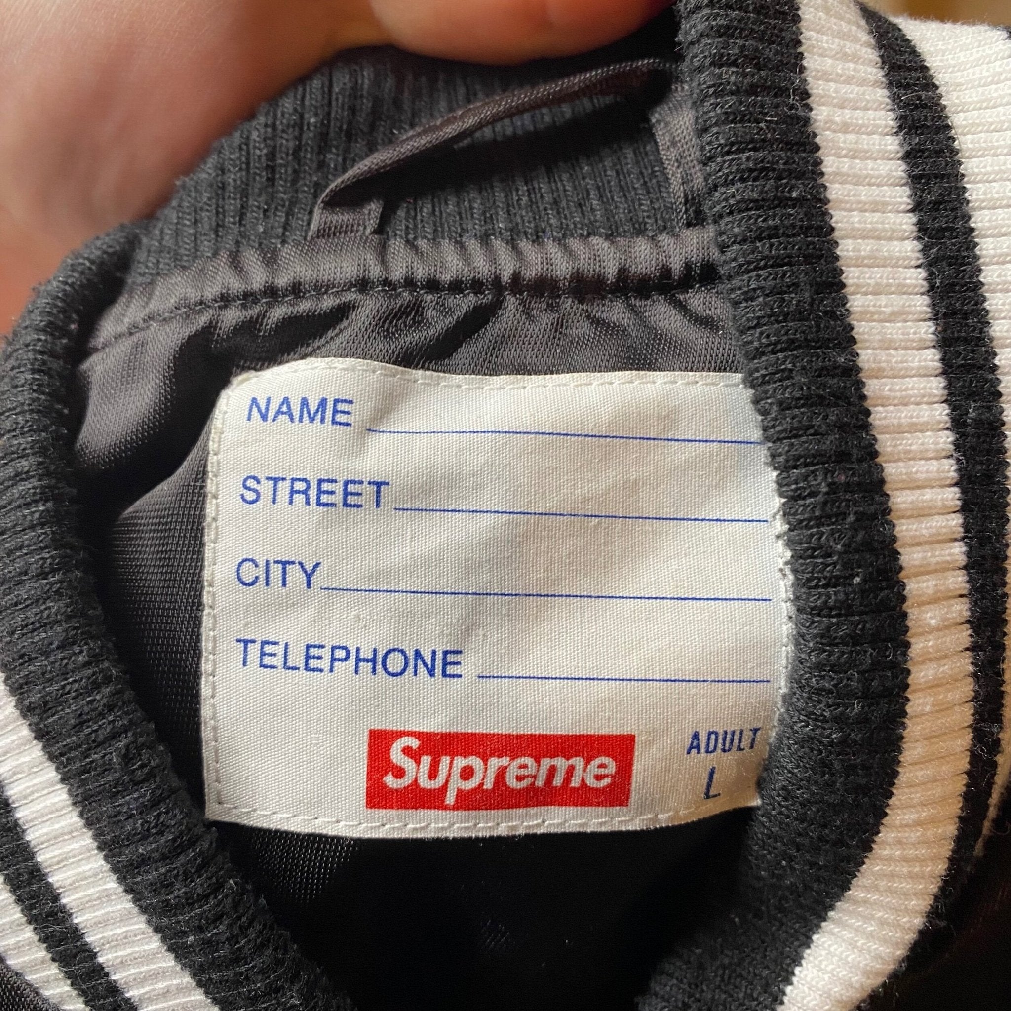 Supreme script varsity puffy jacket- L – Million Dollar Streetwear