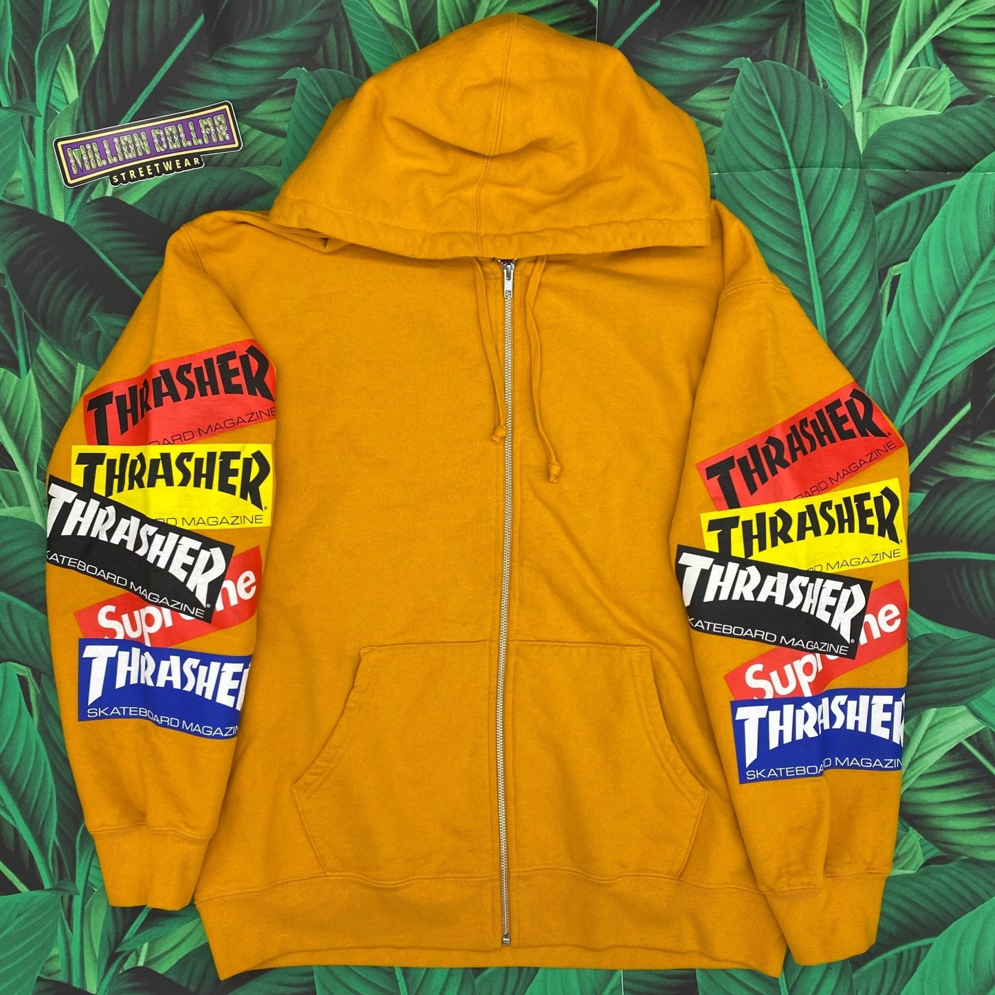 Supreme thrasher multi logo zip up hoodie- L – Million Dollar